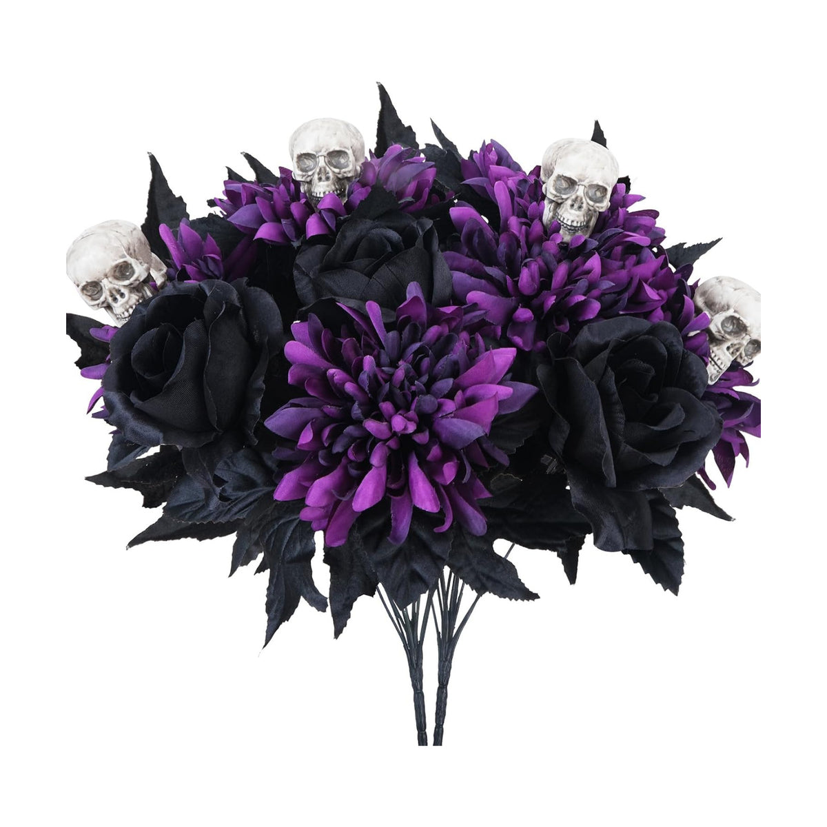 2 Pcs Halloween Flowers Artificial Purple Bouquet for Gothic Decor