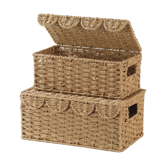 Scalloped Wicker Baskets / Set of 2
