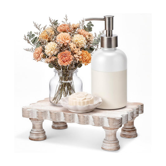 Scalloped Wooden Riser Tray Room Decoration Scalloped Soap Stand Vintage / 8.5''x 6''x 3 / Farmhouse