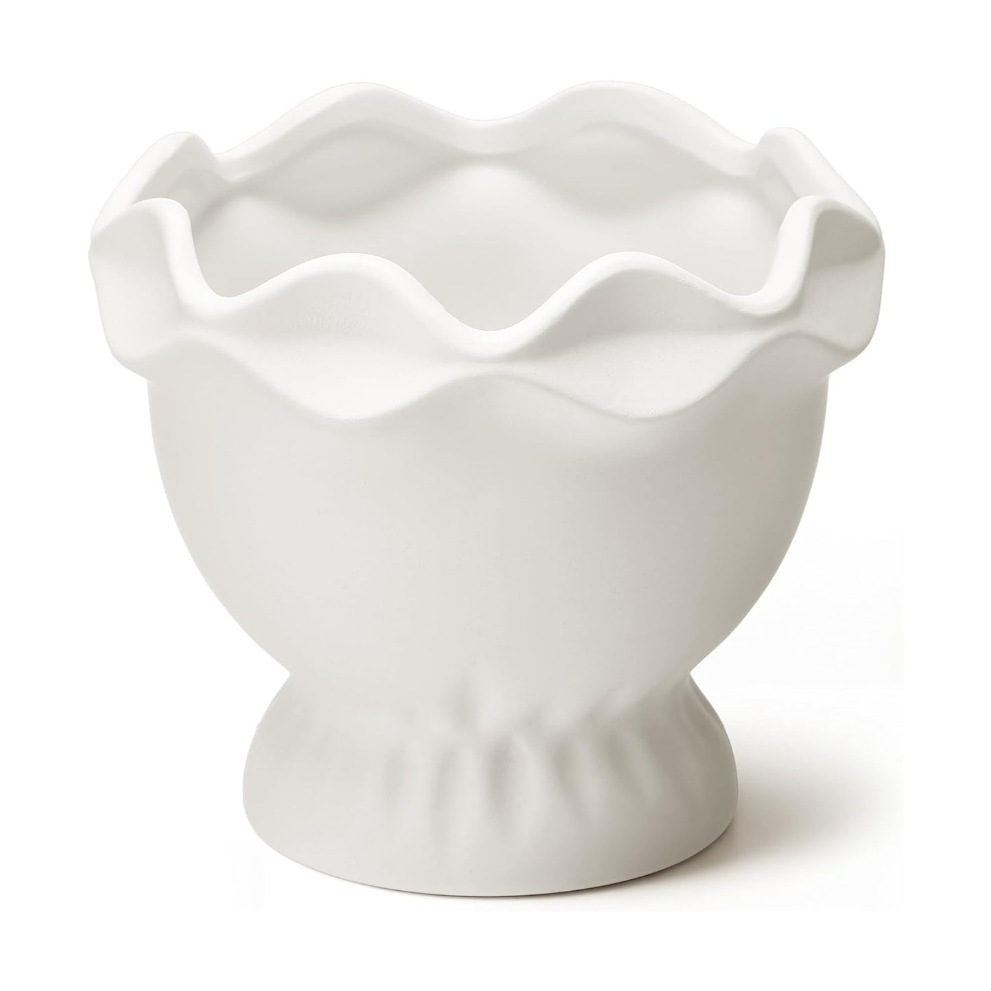 Ceramic Plant Pots Small Rustic Decorative Planter Home Decor Scalloped / 6.3in / Novel / White