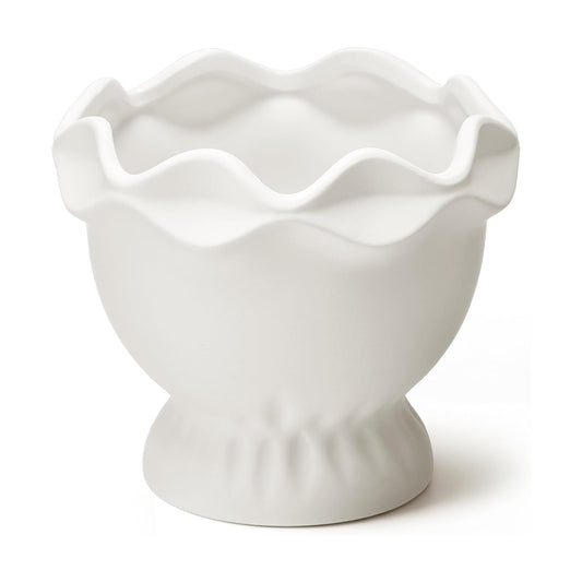 Ceramic Plant Pots Small Rustic Decorative Planter Home Decor Scalloped / 6.3in / Novel / White