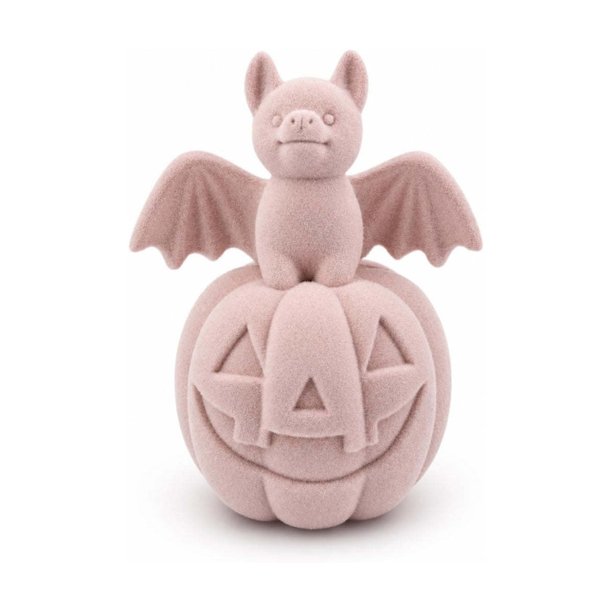 Halloween Decor Bat on Jack-o-lantern Resin Figurine (Pink Bat Pumpkin)