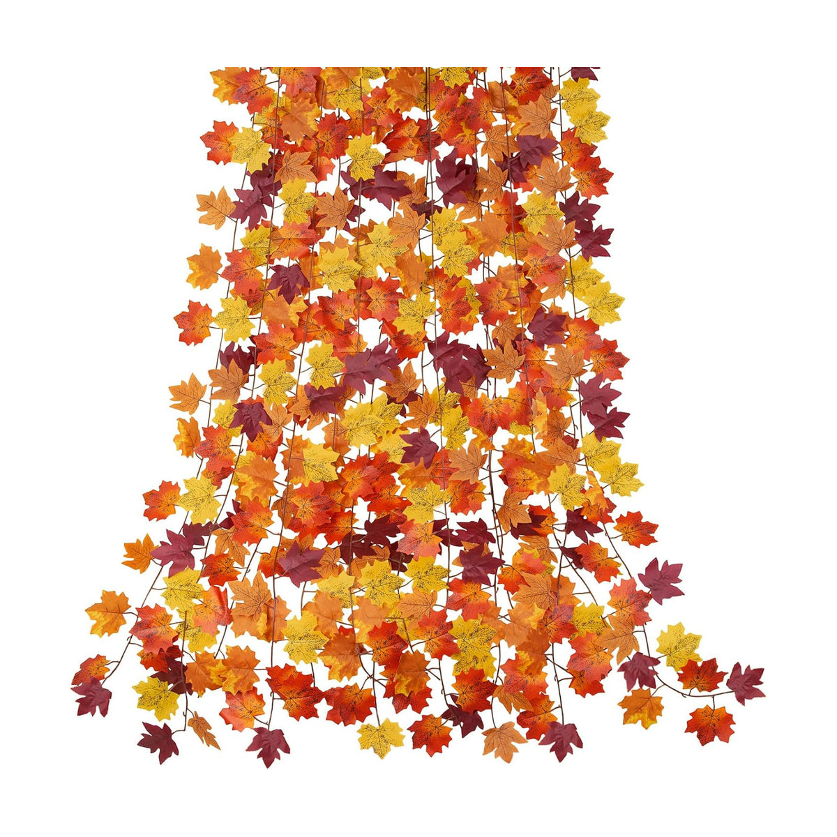 CQURE 10 Pack Fall Garland, Total 79Ft Artificial Autumn Maple Leaves Garland Hanging Vines, Thanksgiving Halloween Harvest Decor for Fireplace Mantle Table Indoor Outdoor