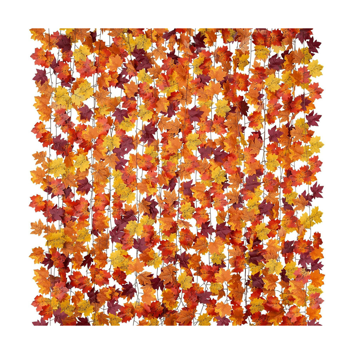 CQURE 18 Pack Fall Leaf Garland, Total 140 Ft Artificial Fall Maple Leaves Autumn Vines Garland Thanksgiving Decor for Home Fireplace Party