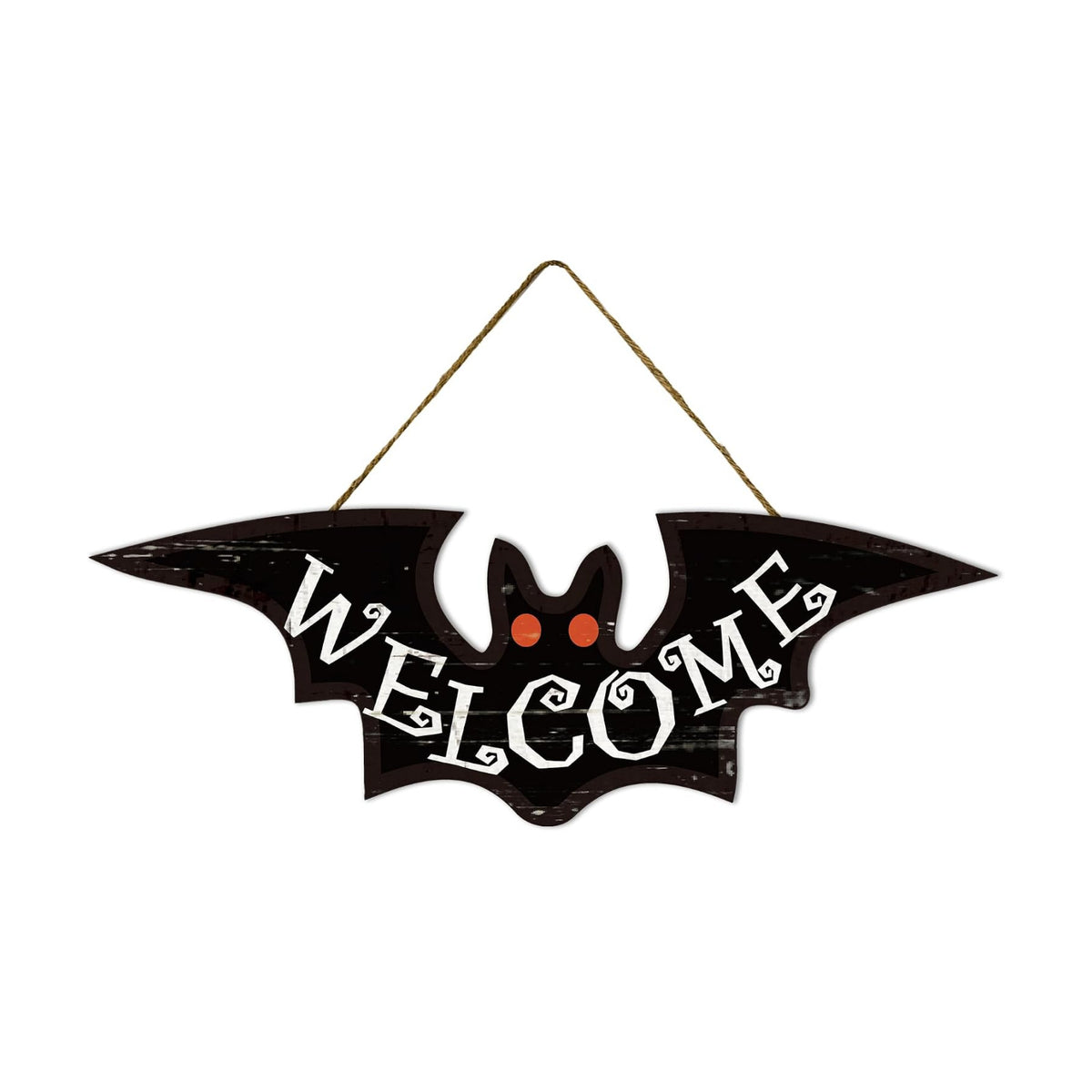 Smile Halloween Wooden Door Hanger with Welcome Bat Design