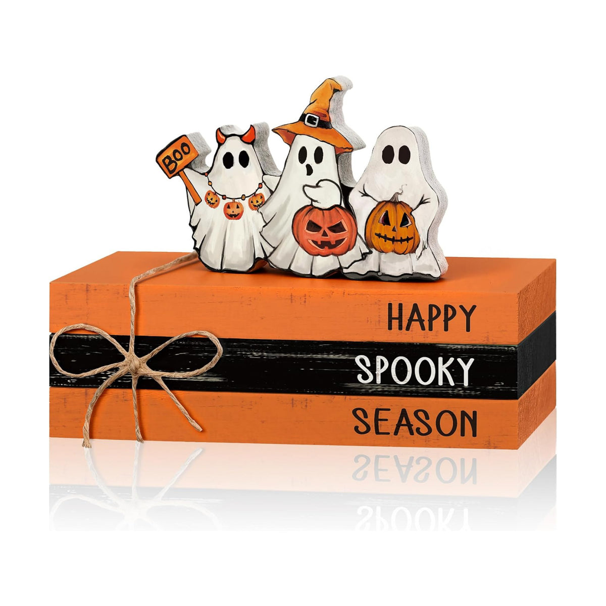 Smile Halloween Wooden Block Decor Set Ghosts Happy Spooky Season