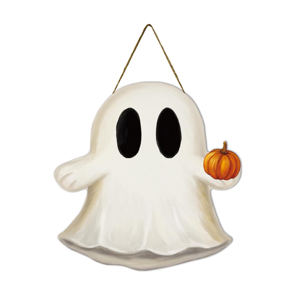 Smile Halloween Wooden Door Hanger with Cute Ghost Design Wall Decor