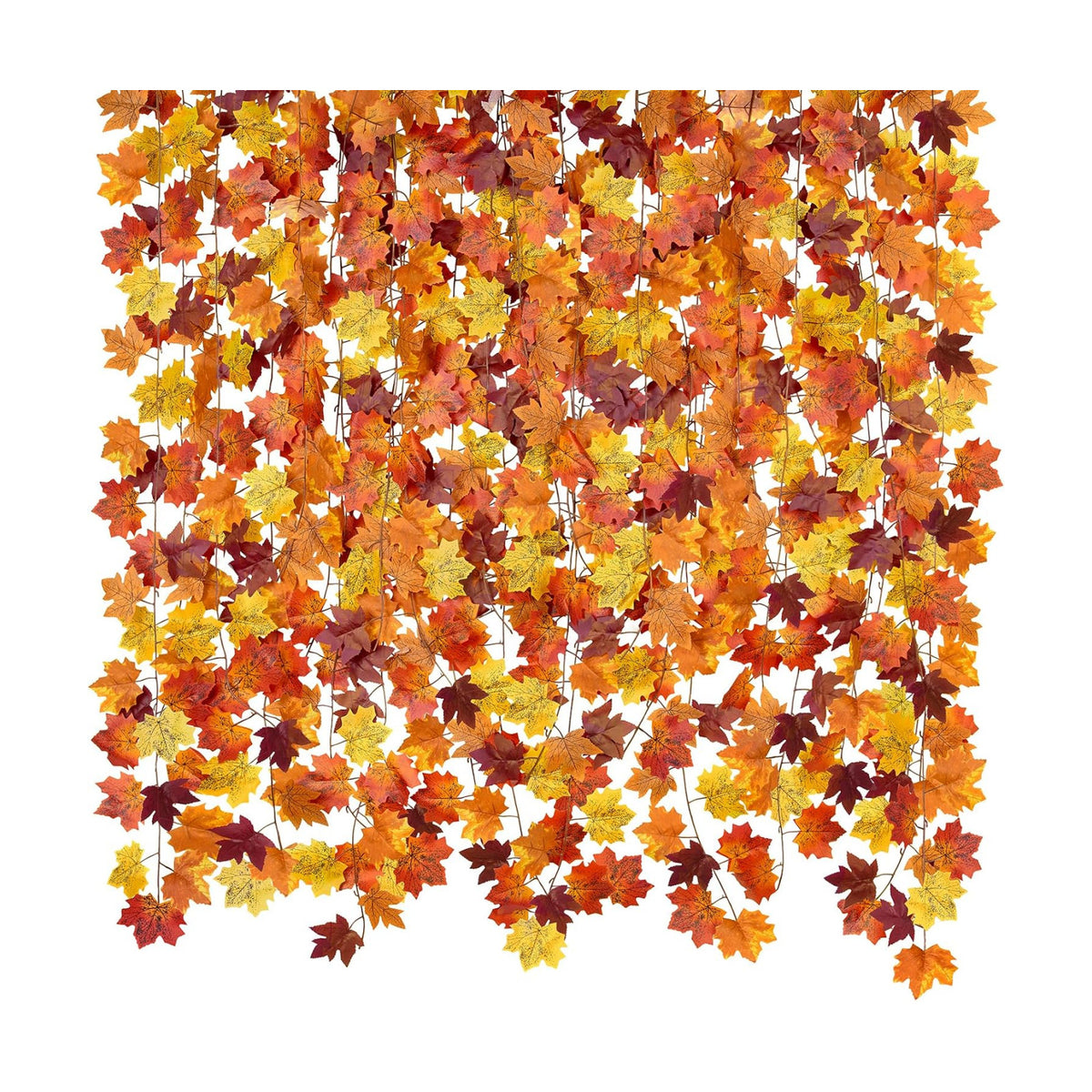 CQURE 8 Pack Fall Garland, Total 63Ft Artificial Autumn Maple Leaves Garland Hanging Vines, Thanksgiving Halloween Harvest Decor for Fireplace Mantle Table Indoor Outdoor