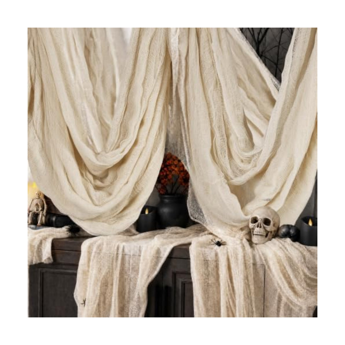 600 x 80 in Halloween Creepy Cloth for Yard and Outdoor Decorations, Beige