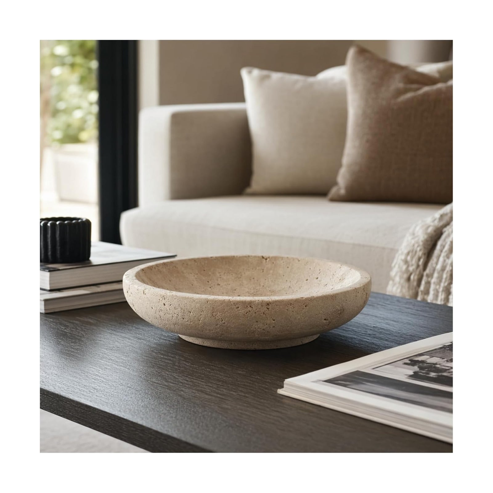 Travertine Decorative Bowl 7.8 / 7.8"*2.3 / Natural