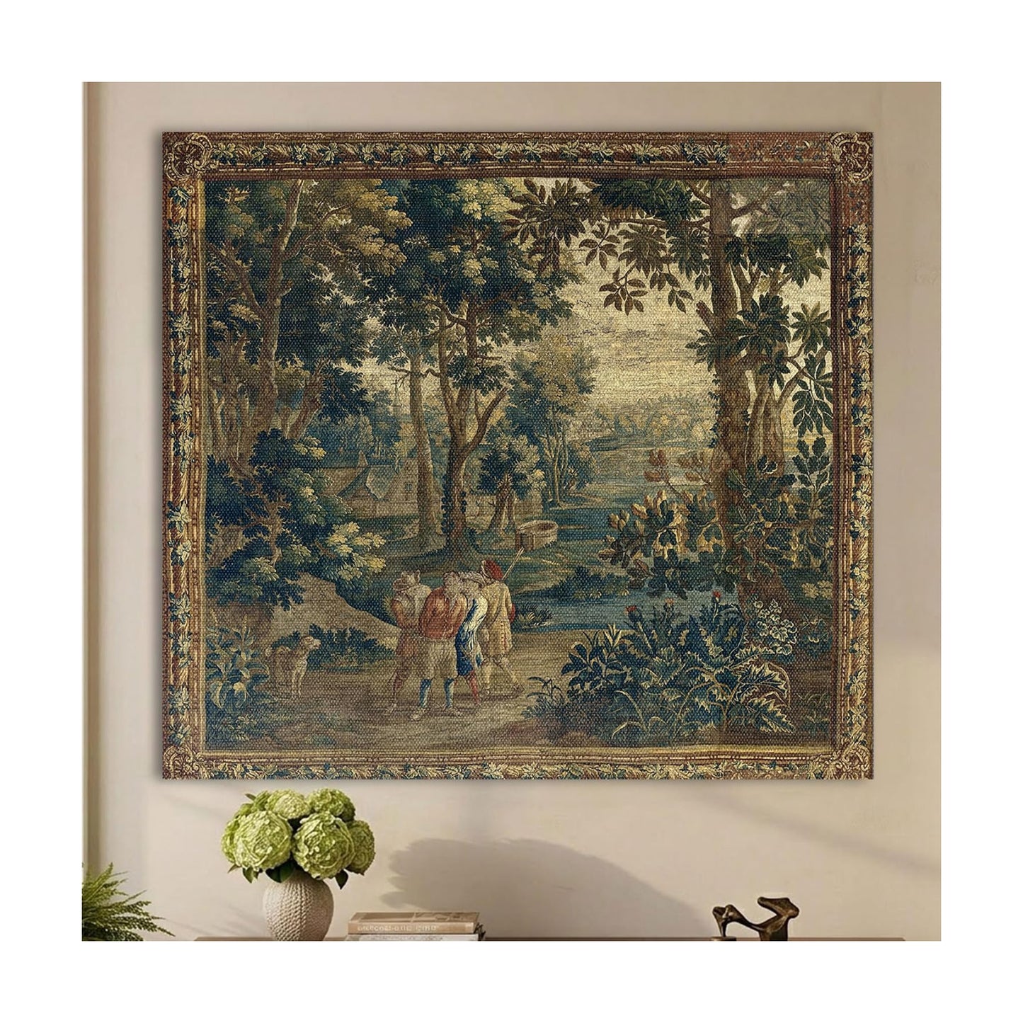 Vintage Landscape Tapestry / 56 x 51