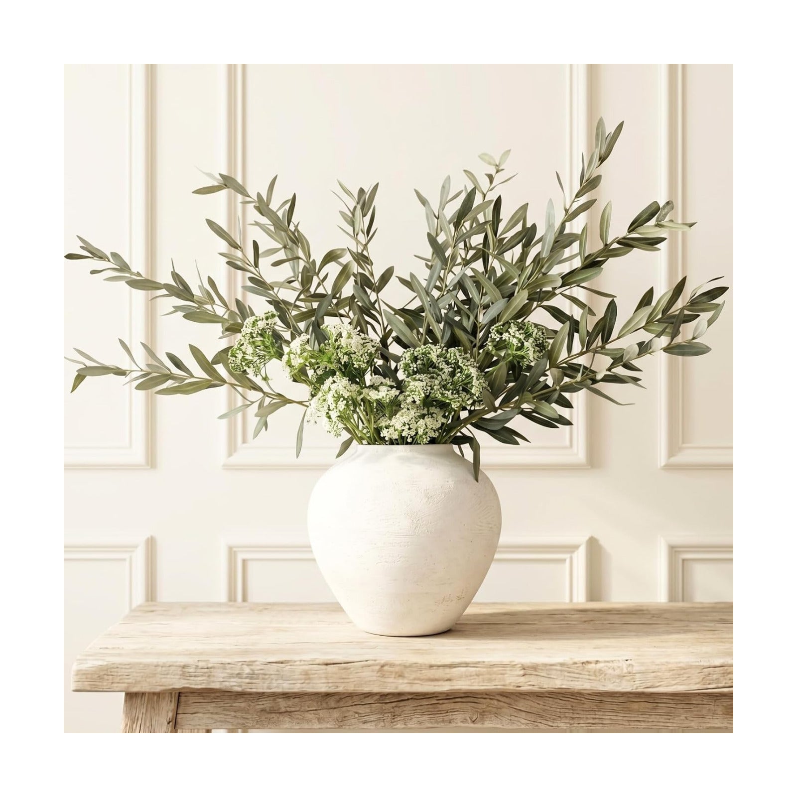 Realistic Artificial Greenery Stems for Vase / Olive & Berry / White
