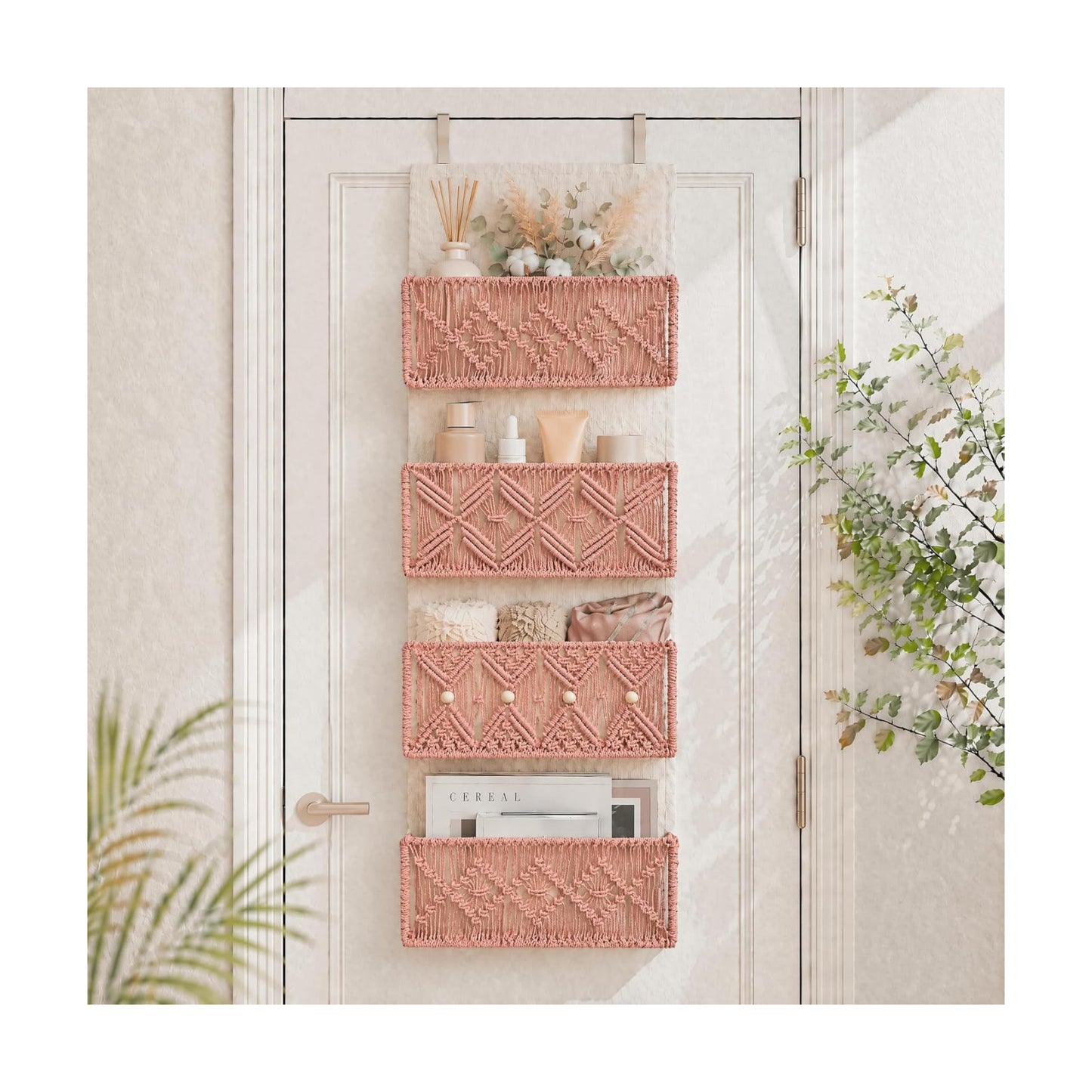 Metal Hooks Included / Pink