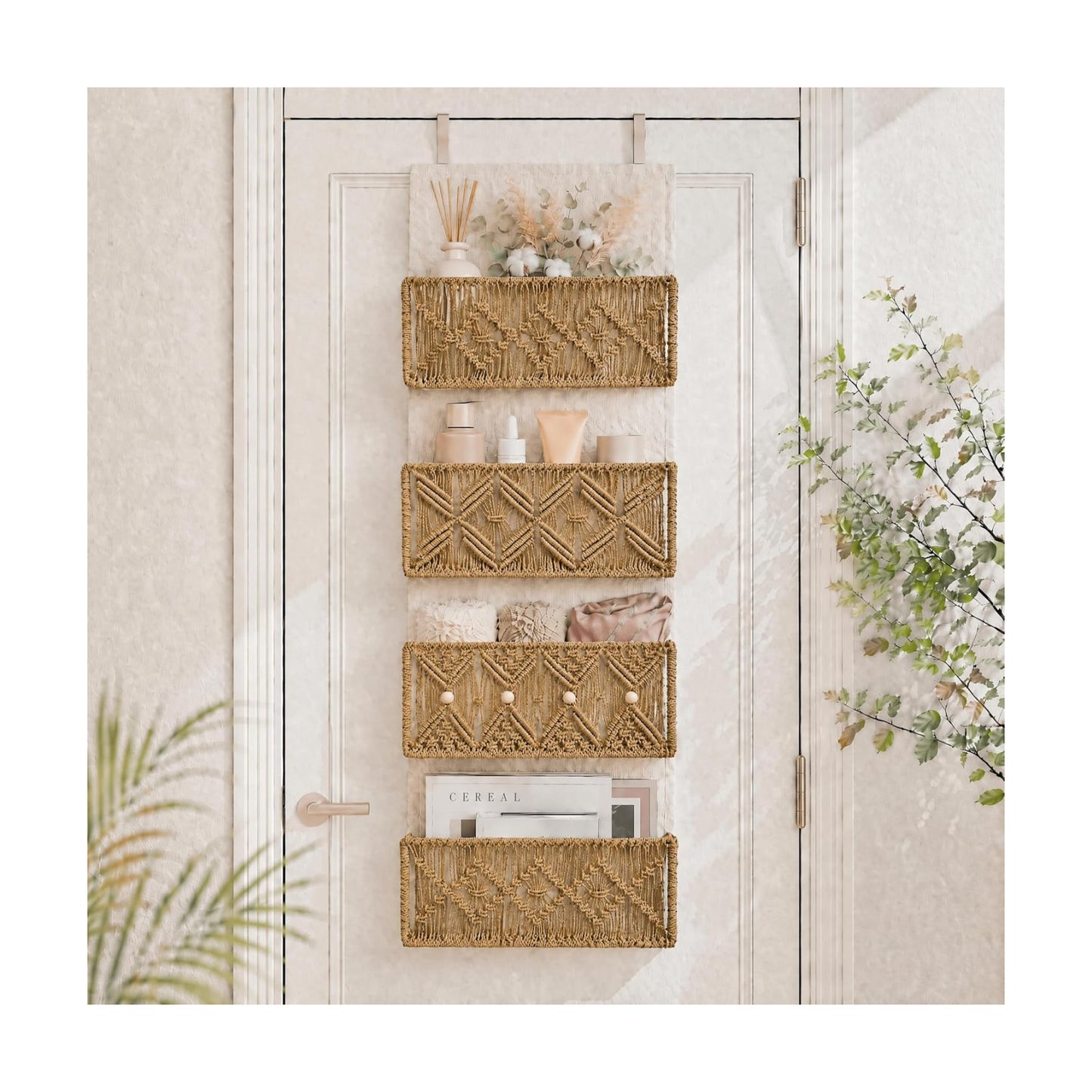 Metal Hooks Included / Brown