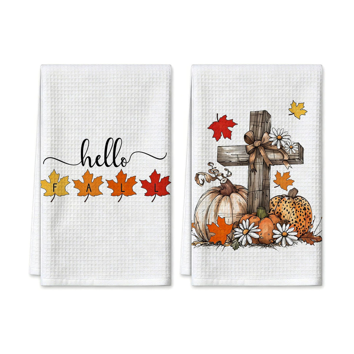 Fall Kitchen Towels,Pumpkin Hello Fall Hand Towels 16x26 Inch