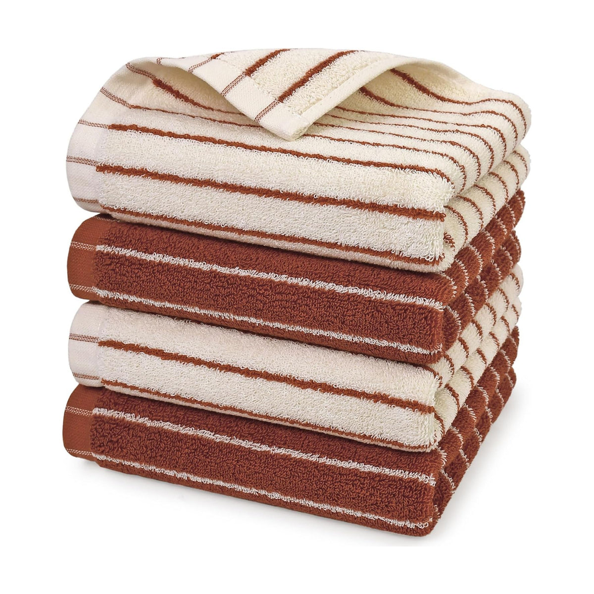Striped Cotton Hand Towels Set of 4 - Soft, Absorbent Towels for Bathroom | Kitchen & Fall Gatherings, 13" x 29"