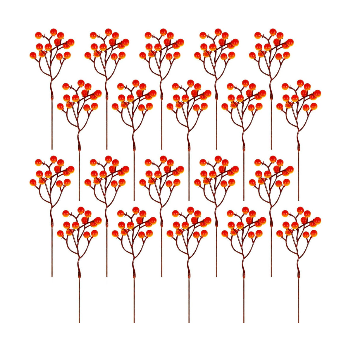 Fangoo 20 Pack 7 Inch Fall Artificial Orange Berry Stems Orange Berries Picks Holly Berry Branches Decorations for Tree Ornaments Fall Bouquets Wreath DIY Crafts Thanksgiving Harvest Autumn Home Decor
