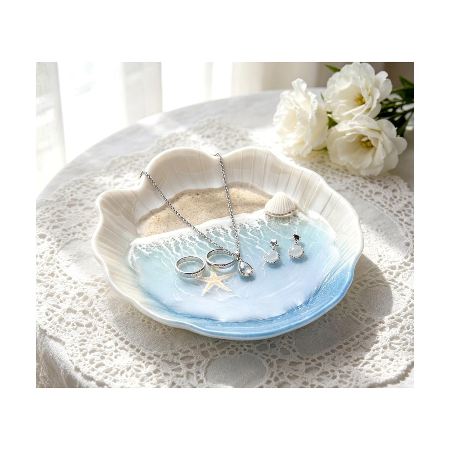 Ocean Inspired Jewelry Holder for Rings & Earrings