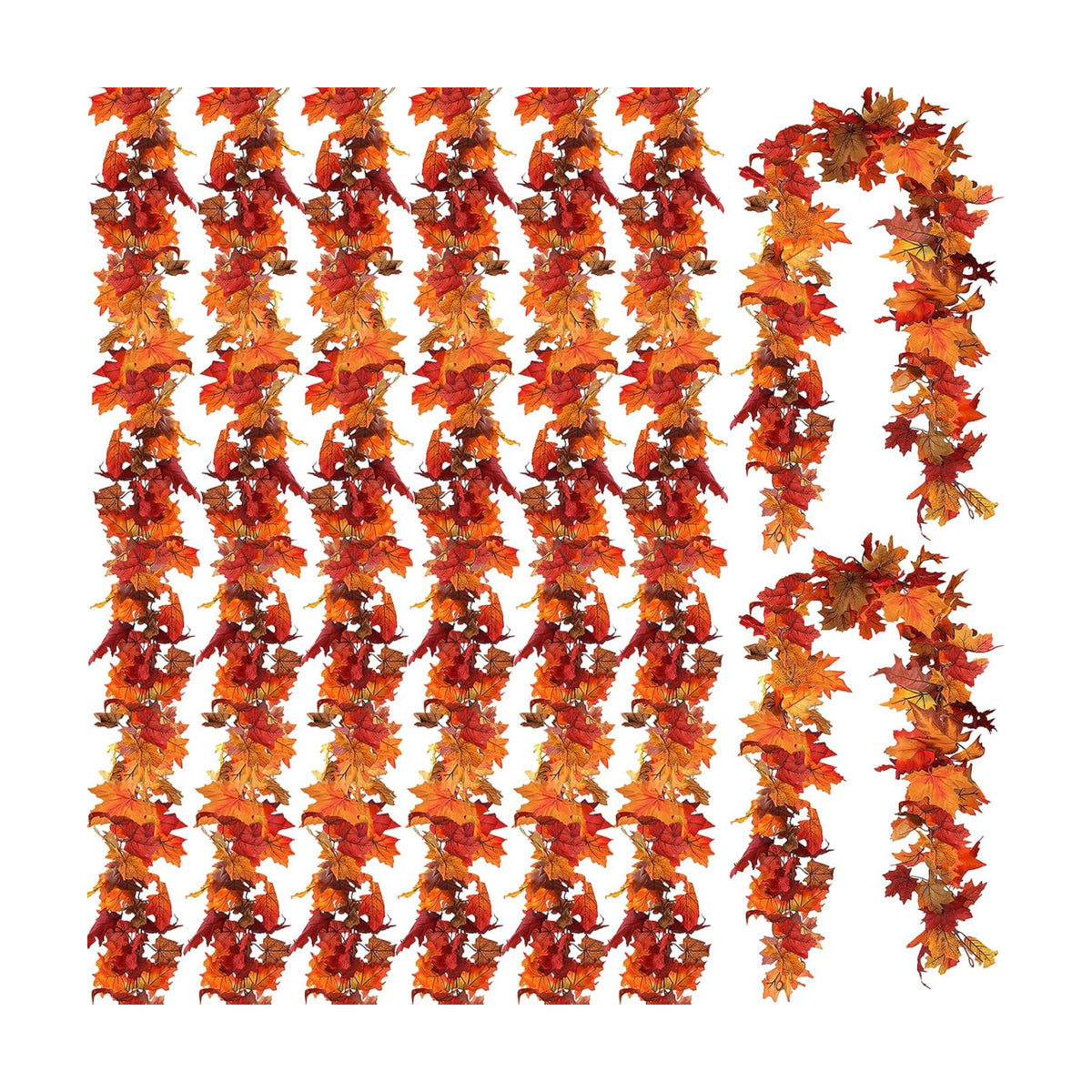 CQURE 8 Pack Fall Leaf Garland, Total 47.2Ft Artificial Fall Maple Leaves Autumn Vines Garland Thanksgiving Decor for Home Fireplace Party