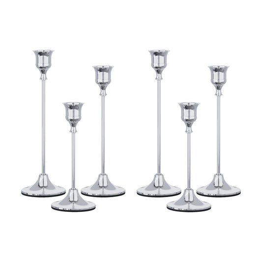 NLBTW Silver Candlestick Holders, Metal Taper Candle Holder, Set of 6