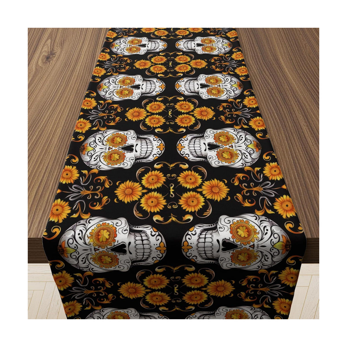 Dia De Los Muertos Decorations - Mexican Sugar Skull Table Runner