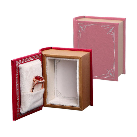 Vintage Magic Book-Shaped Ring Box / Red
