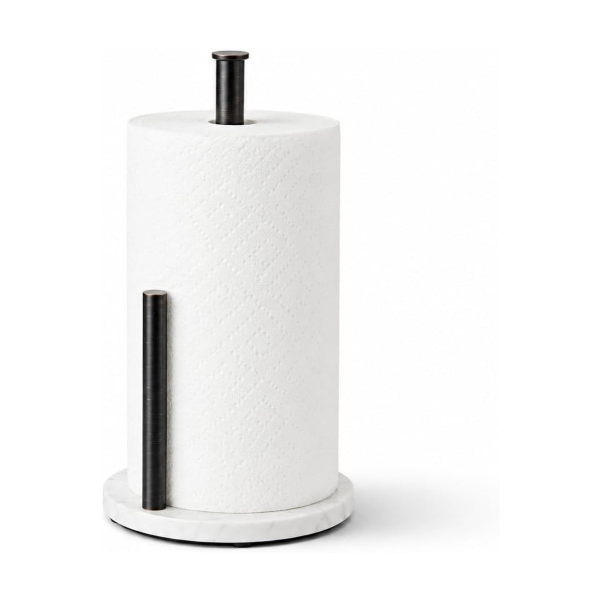 Oil Rubbed Bronze Paper Towel Holder for Kitchen Countertop, 304 Stainless Steel Roll Dispenser with White Engineered