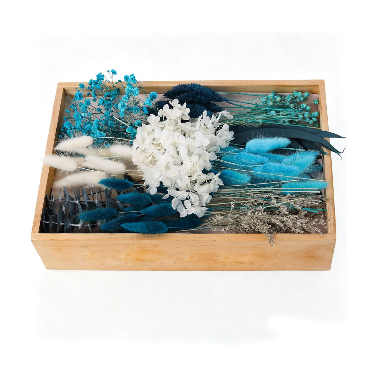 Dried Wild Flower Craft Kit, Bouquet Supplies Mixed Dried Flowers. (Blue)