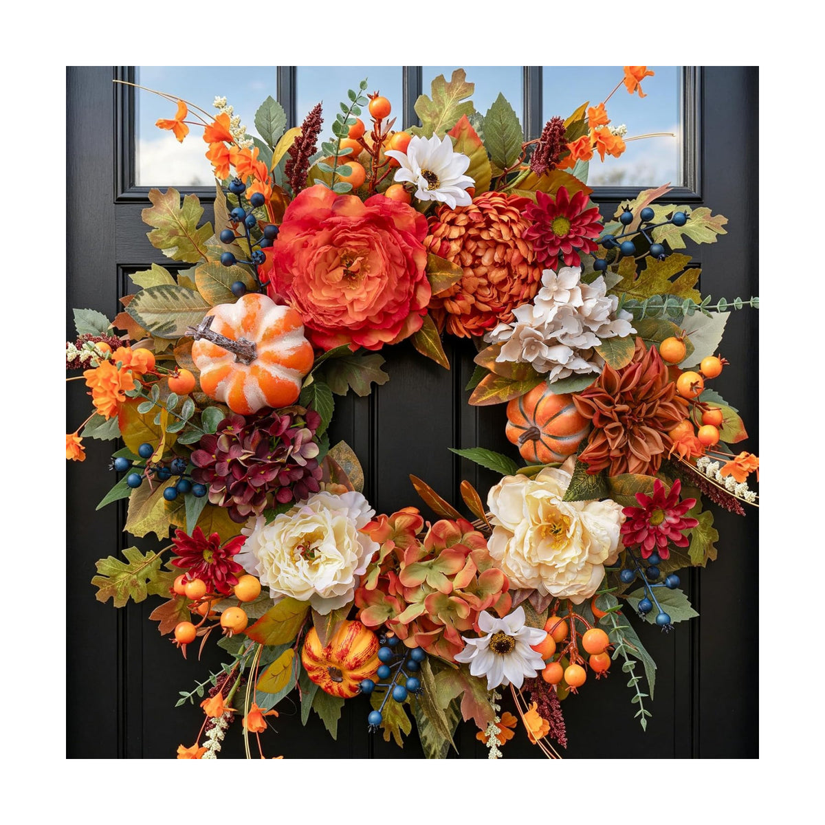 Fall Wreaths for Front Door 24 Inch Autumn Rustic Harvest Pumpkin Wreath