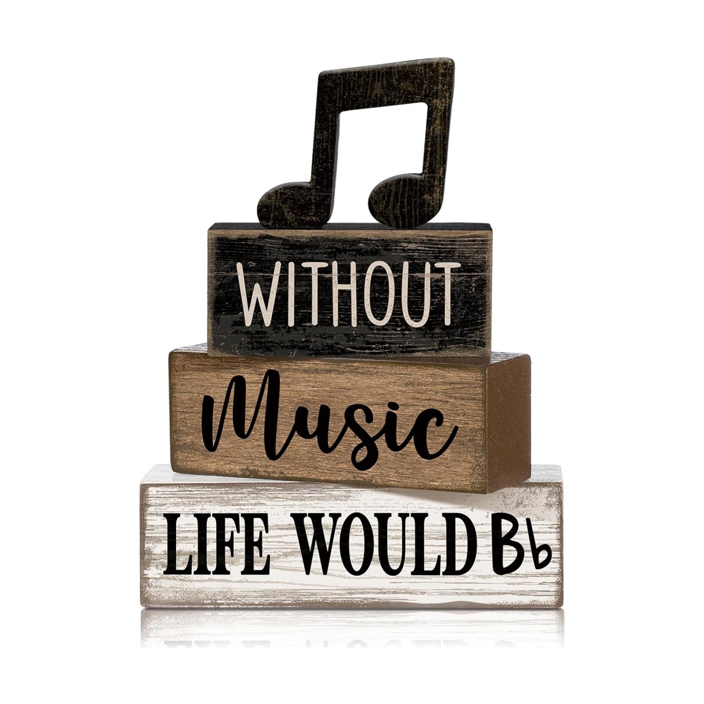 Moucuny 4 Pcs Music Notes Decor Wooden Block Signs Musicical Party Decor