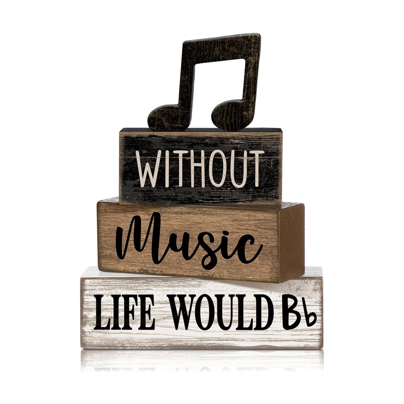 Moucuny 4 Pcs Music Notes Decor Wooden Block Signs Musicical Party Decor