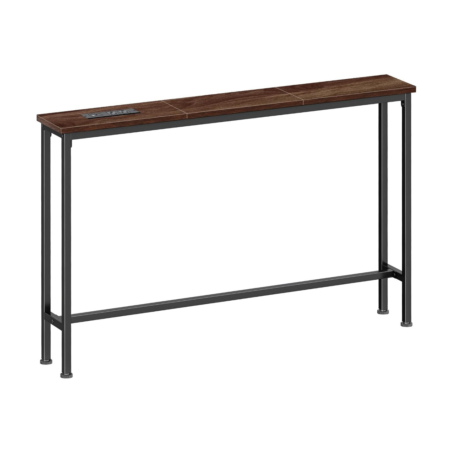 SUPERJARE 39.4 inch Narrow Behind Couch Table with Charging Stations