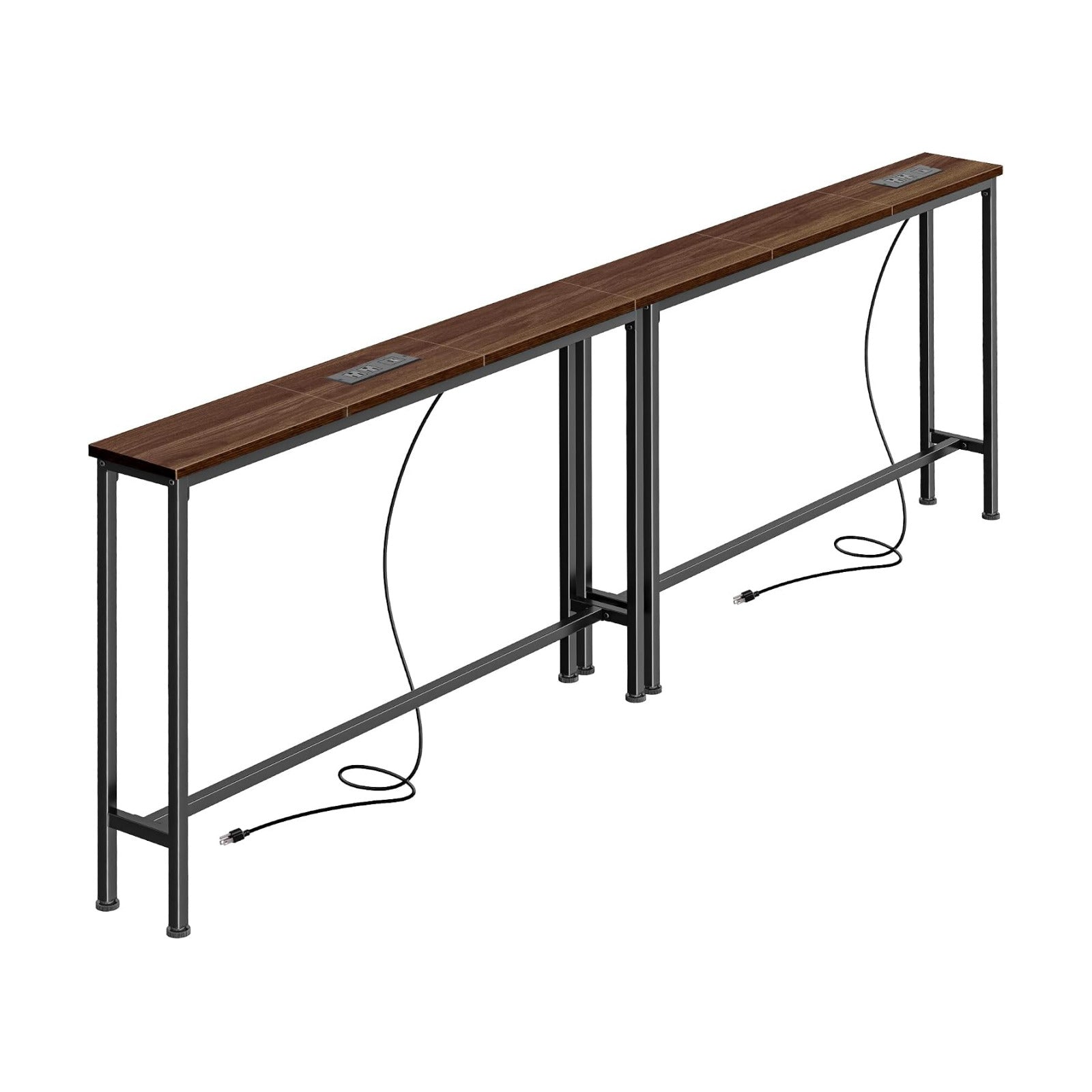 SUPERJARE 78.8 inch Narrow Behind Couch Table with Charging Stations