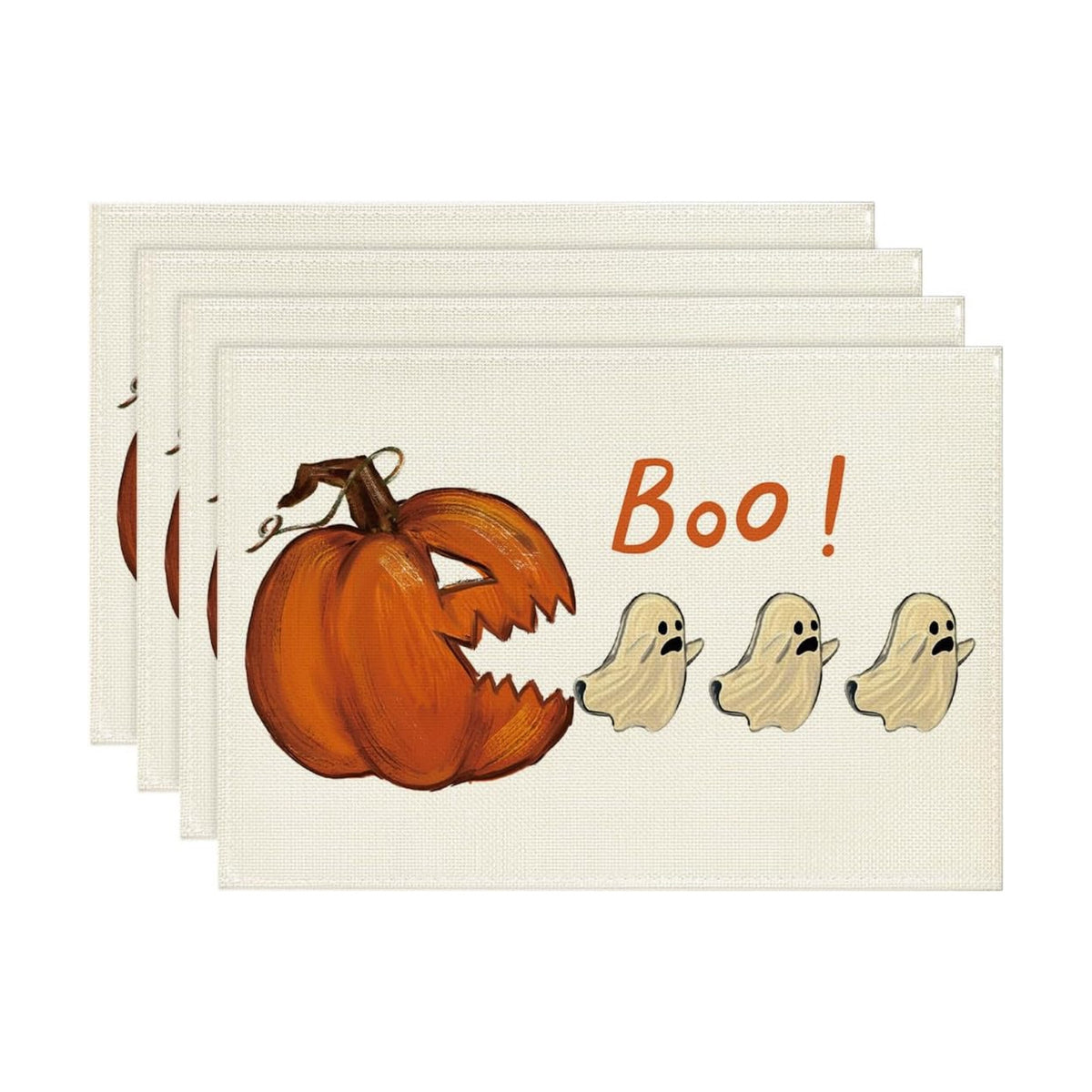 Artoid Mode Beige Boo Ghost Halloween Placemats Set of 4-12 x 18 Inch