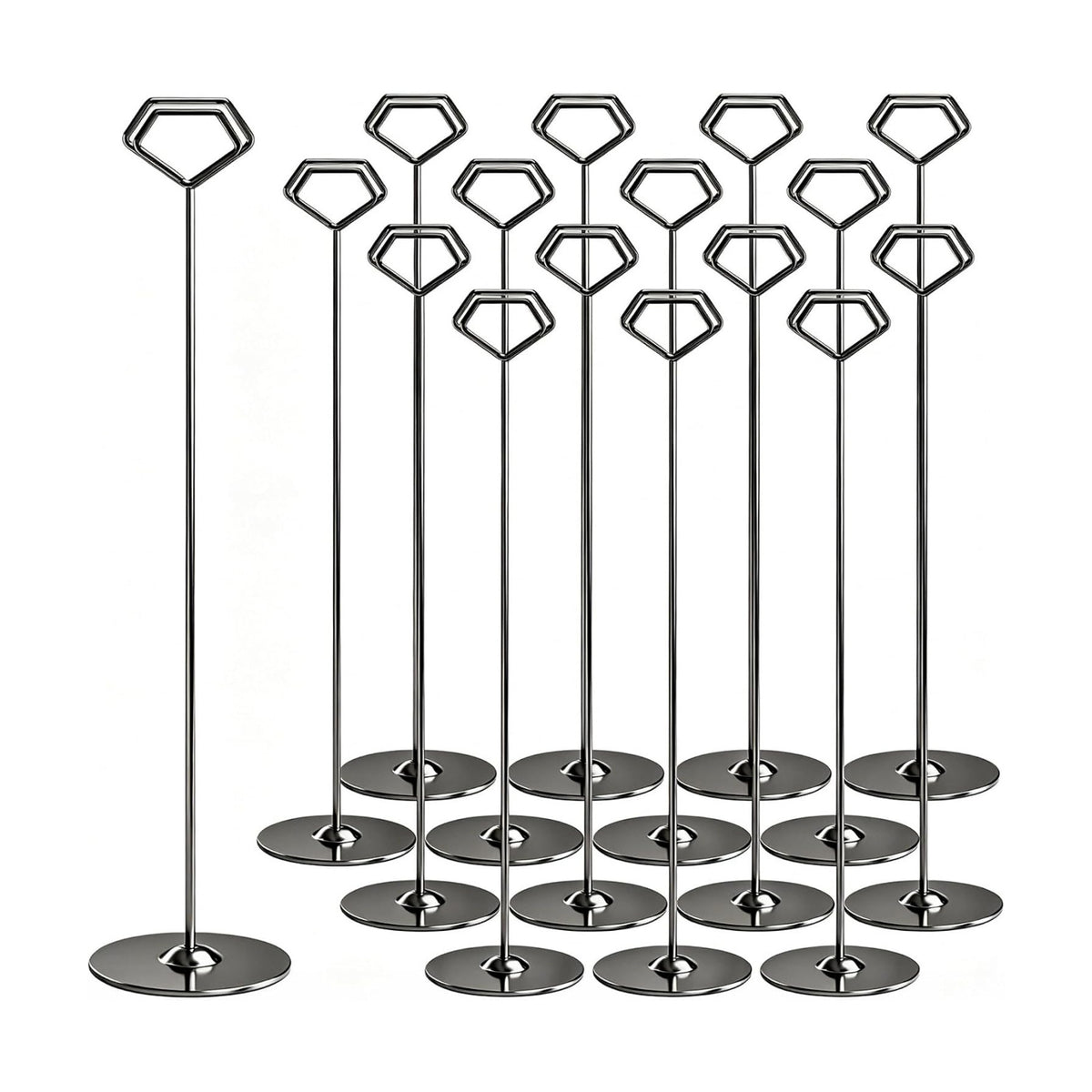 16 Pack 12 Inch Table Number Holders, Black Diamond Place Card Holders | Steel Table Card Stands for Weddings