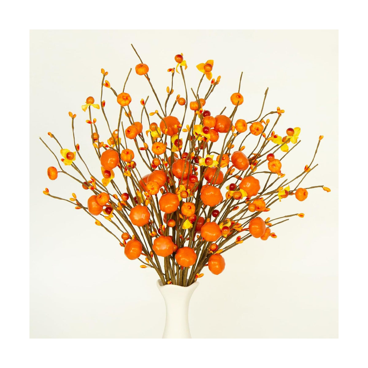 8-Pack Fall Stems Artificial Fall Picks 17" Tall with Mini Pumpkins