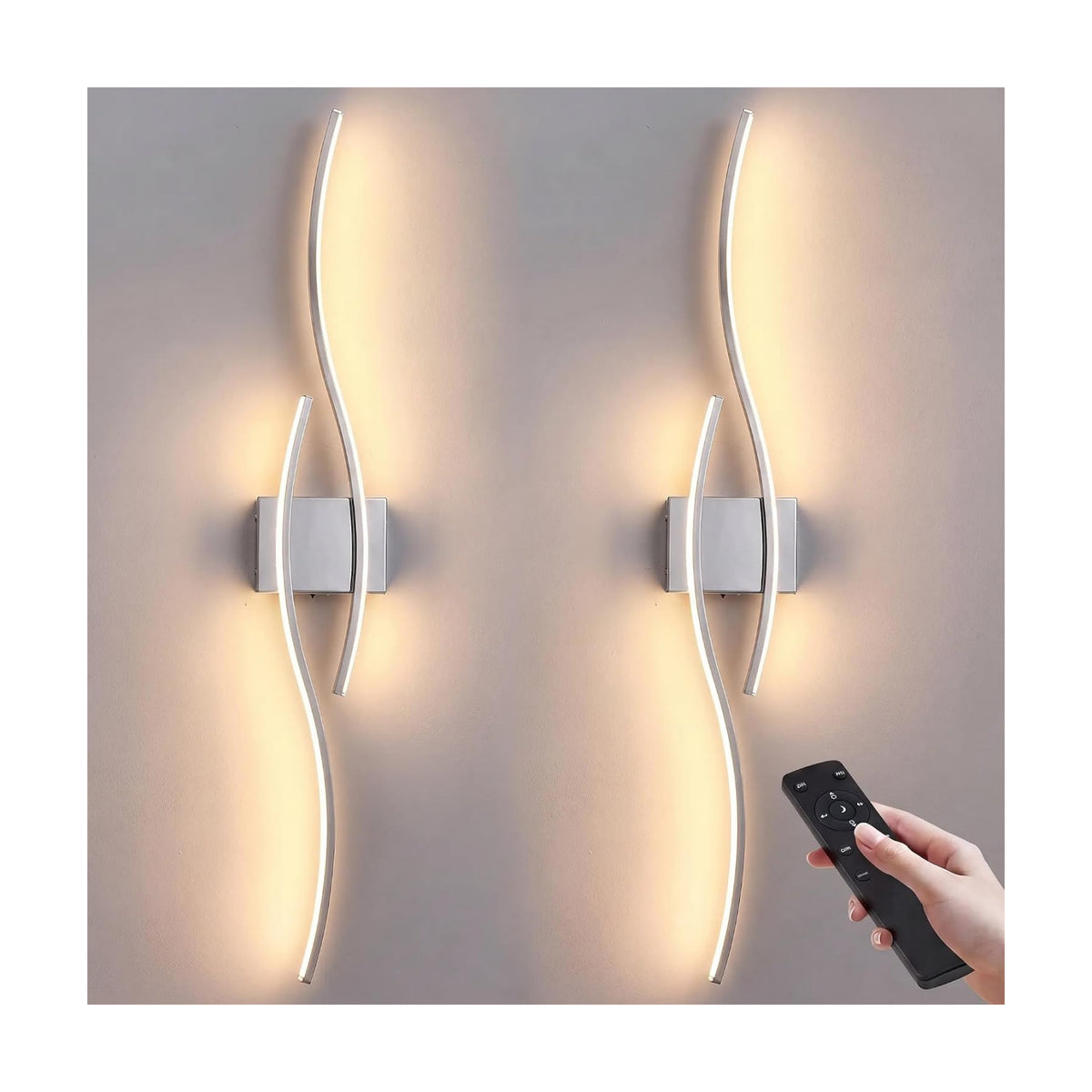 KARTOOSH Wireless Wall Sconces Set of 2, Dimmable LED Sconce with Remote | Battery Operated Wall Sconce with 3 CCT