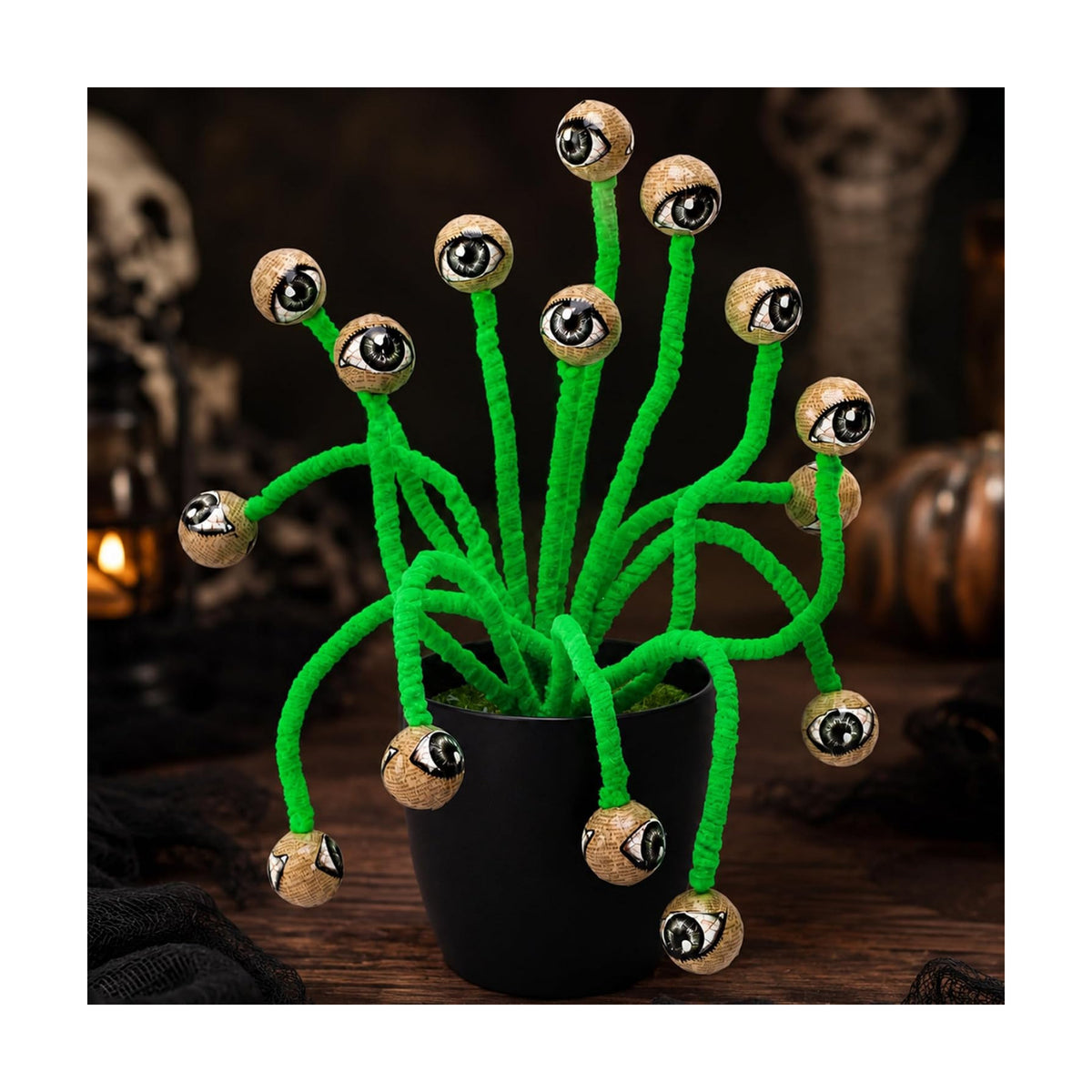 Watayo 16 Pcs Halloween Eyeball Picks, 10" Bendable Spooky Eye Ball Stems