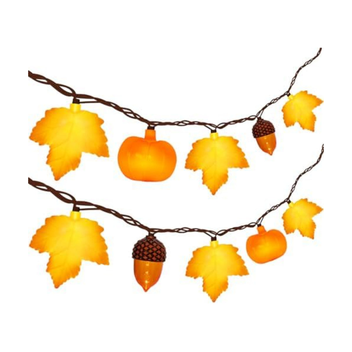 8.5Ft Fall Thanksgiving Decor String Lights, 10 LED Maple Leaves Acorn Pumpkins Lights Home Porch Fireplace Autumn Harvest Party, Indoor Outdoor Thanksgiving Decor, Plug in