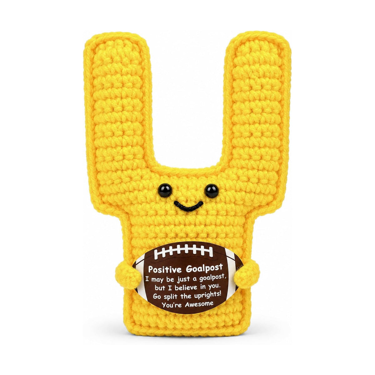 Positive Goalpost Crochet Emotional Support Football Goal Post Gift with Motivational Card for Dad Son Brother Teammate Coach, Funny Inspirational Handmade Birthday Gifts Office Desk Decor
