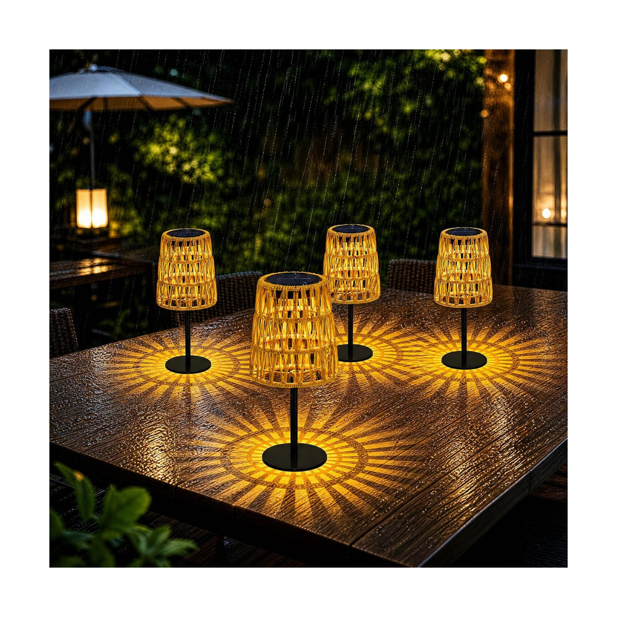 4pcs Solar Table Lamp Outdoor Waterproof: Rechargeable LED Solar Lantern for Garden Yard, Solar Lights Outside Cordless