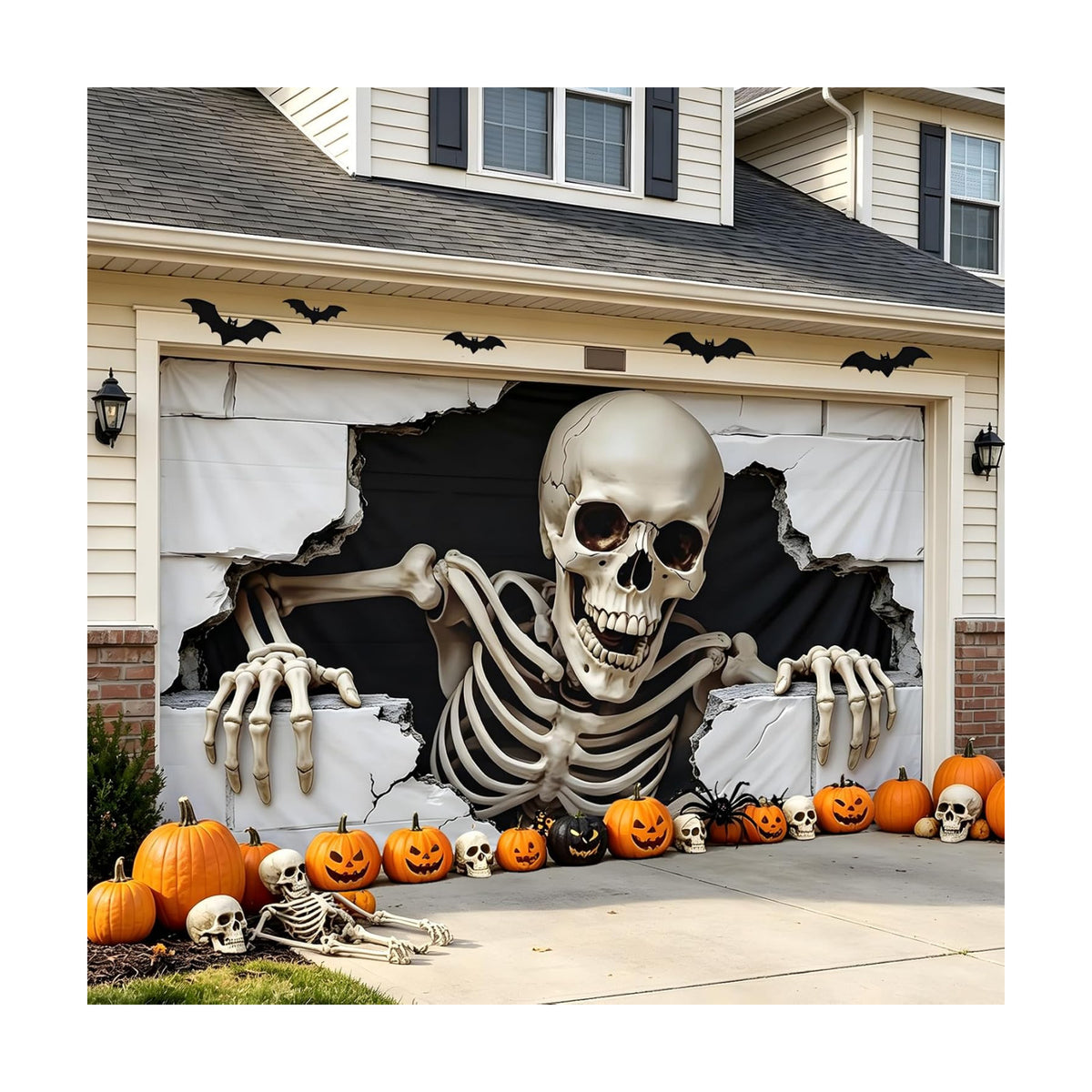 7 x 16 ft Halloween Garage Door Cover Halloween Decorations Outdoor Hanging Banner Garage Buddy Backdrop for Home Wall Decor Holiday Spooky Party Photo Backgrounds Window Decoration
