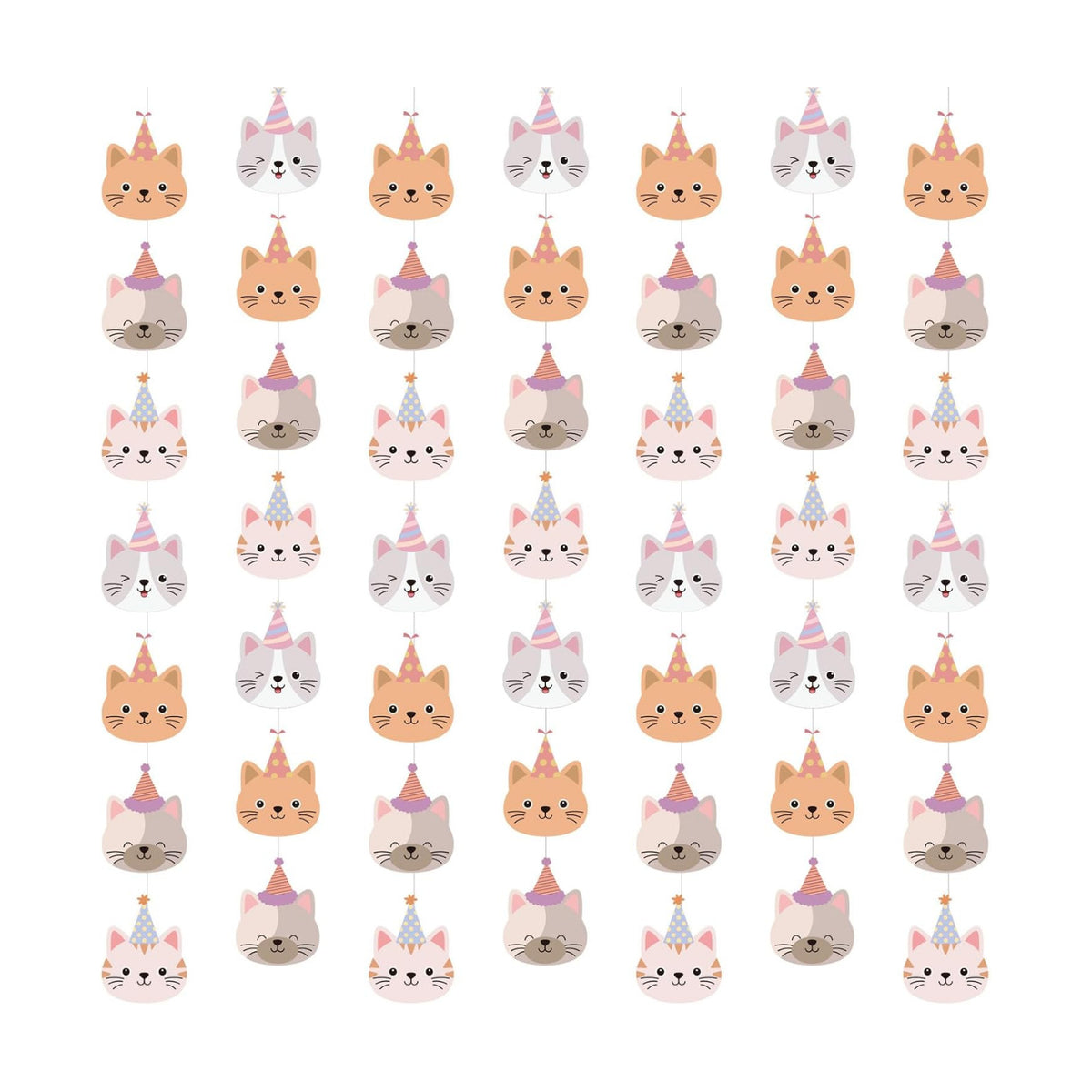 Xinnun 8 Pcs Cat Birthday Party Decorations Pink Kitten Cat Garland Banners