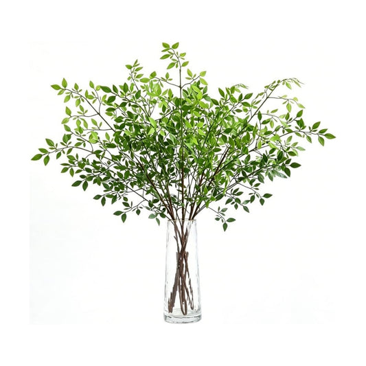 Nandina Artificial Plants Greenery Stems for Vase Fake Plants Fake Leaves / Green / Set of 4