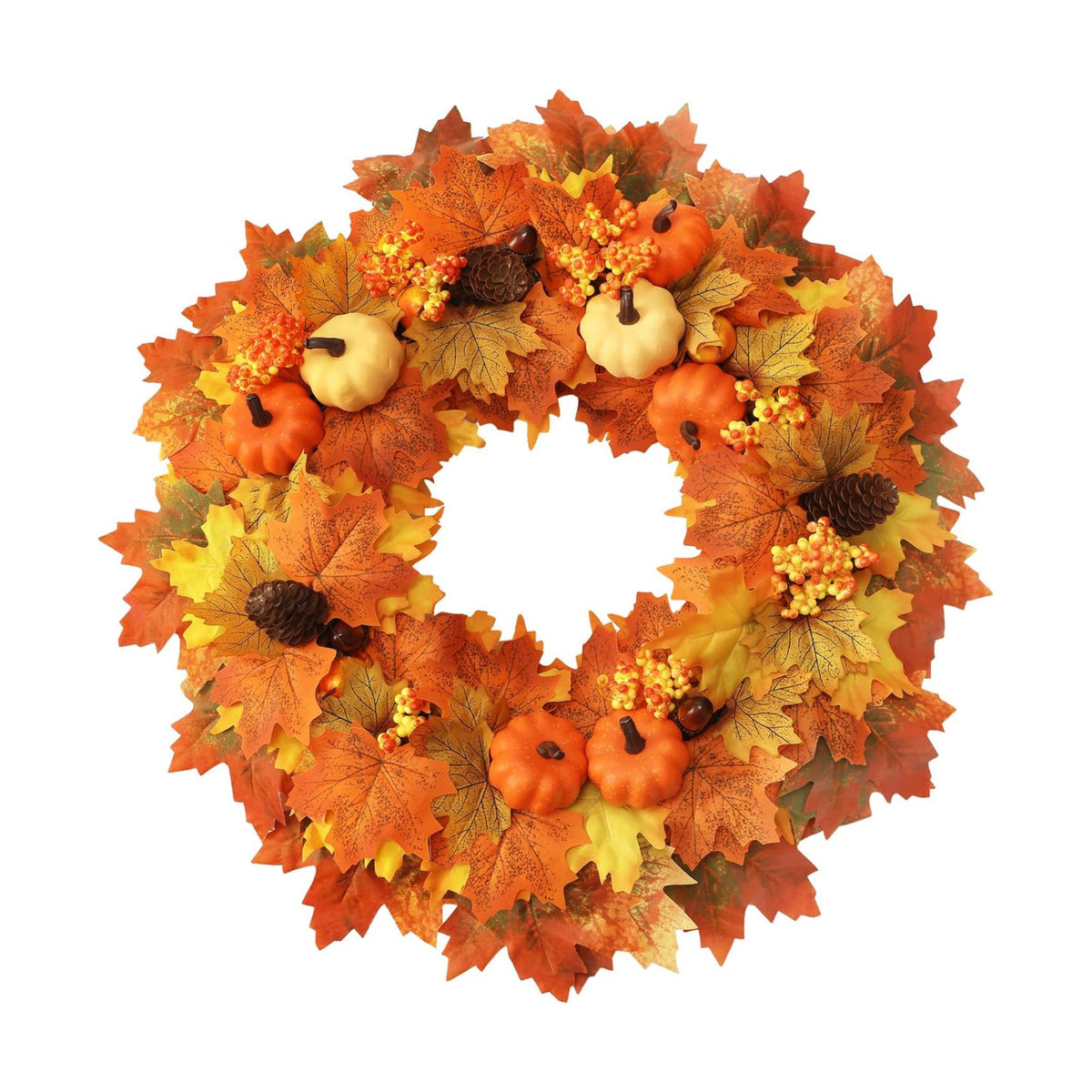 Wironlst 22 Inch Fall Wreaths for Front Door with Artificial Maple Leaf
