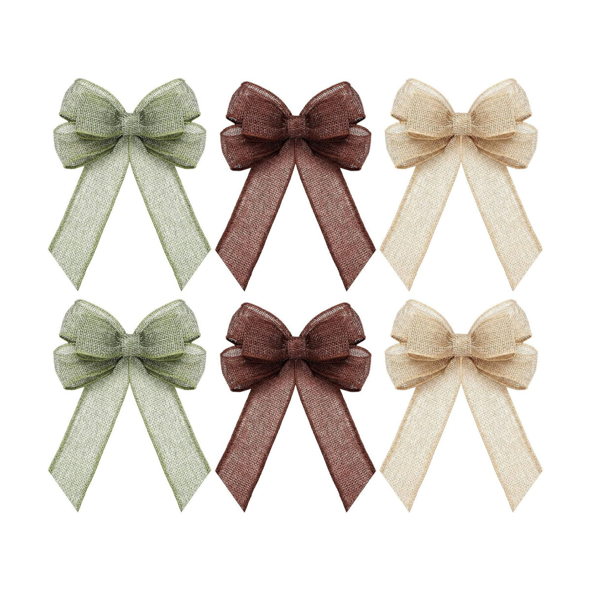 Xinnun 6 Pcs Christmas Burlap Bows Wreath Bows,Neutral Style,Neutral Color