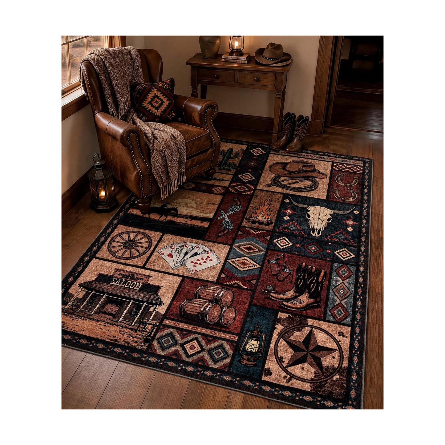 YIHOUSE 4x6 Western Cowboy Area Rugs for Living Room