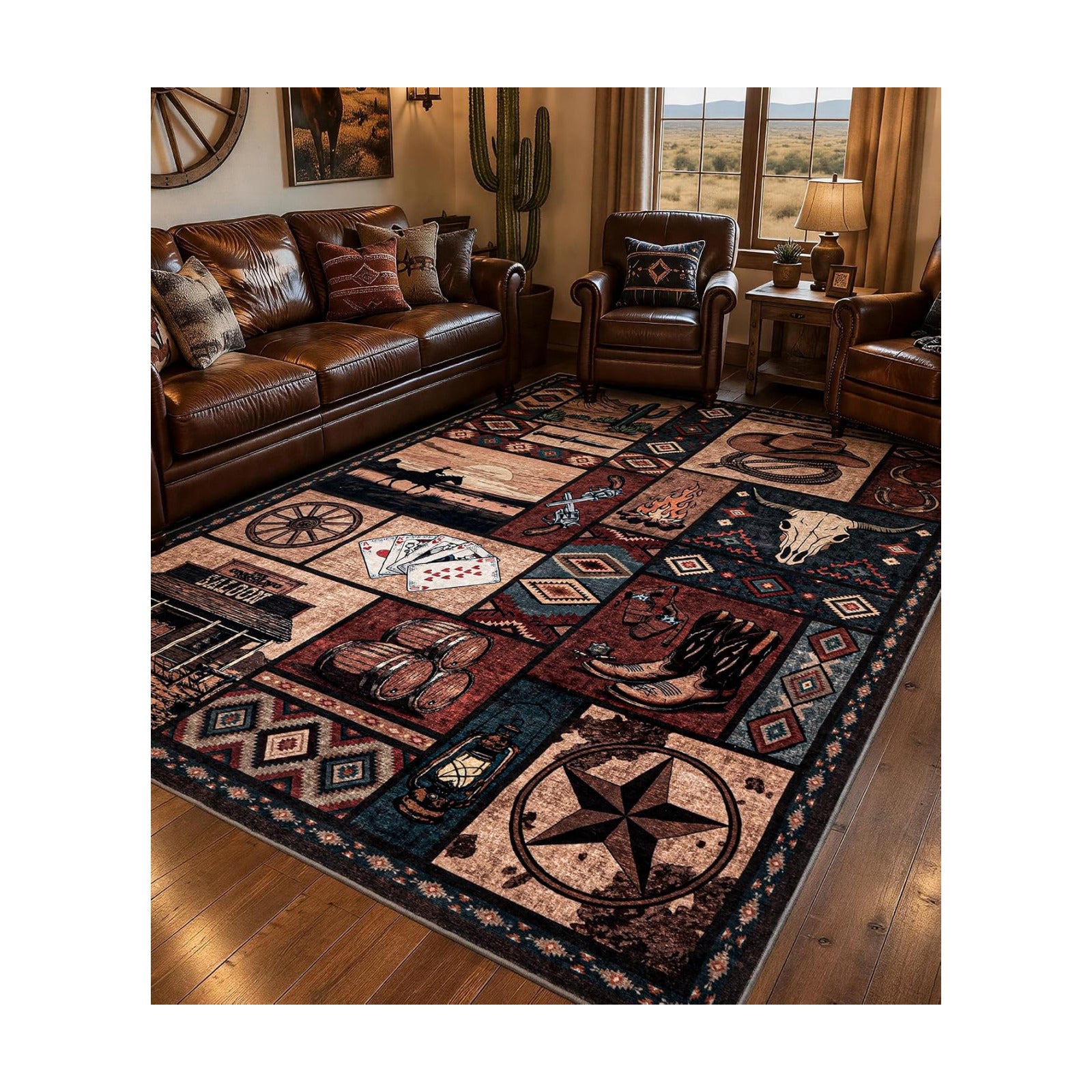 YIHOUSE 6x9 Western Cowboy Area Rugs for Living Room