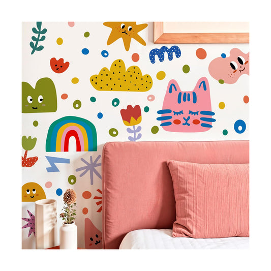 Colorful Abstract Shape Wall Decals / Smile Clouds Rainbow Irregular Wall Decals
