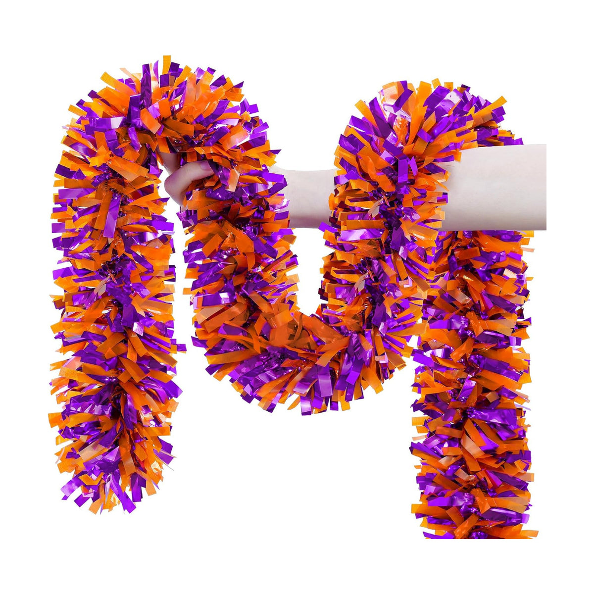 50FT Halloween Garland,Purple Orange Tinsel Garland Halloween Decorations